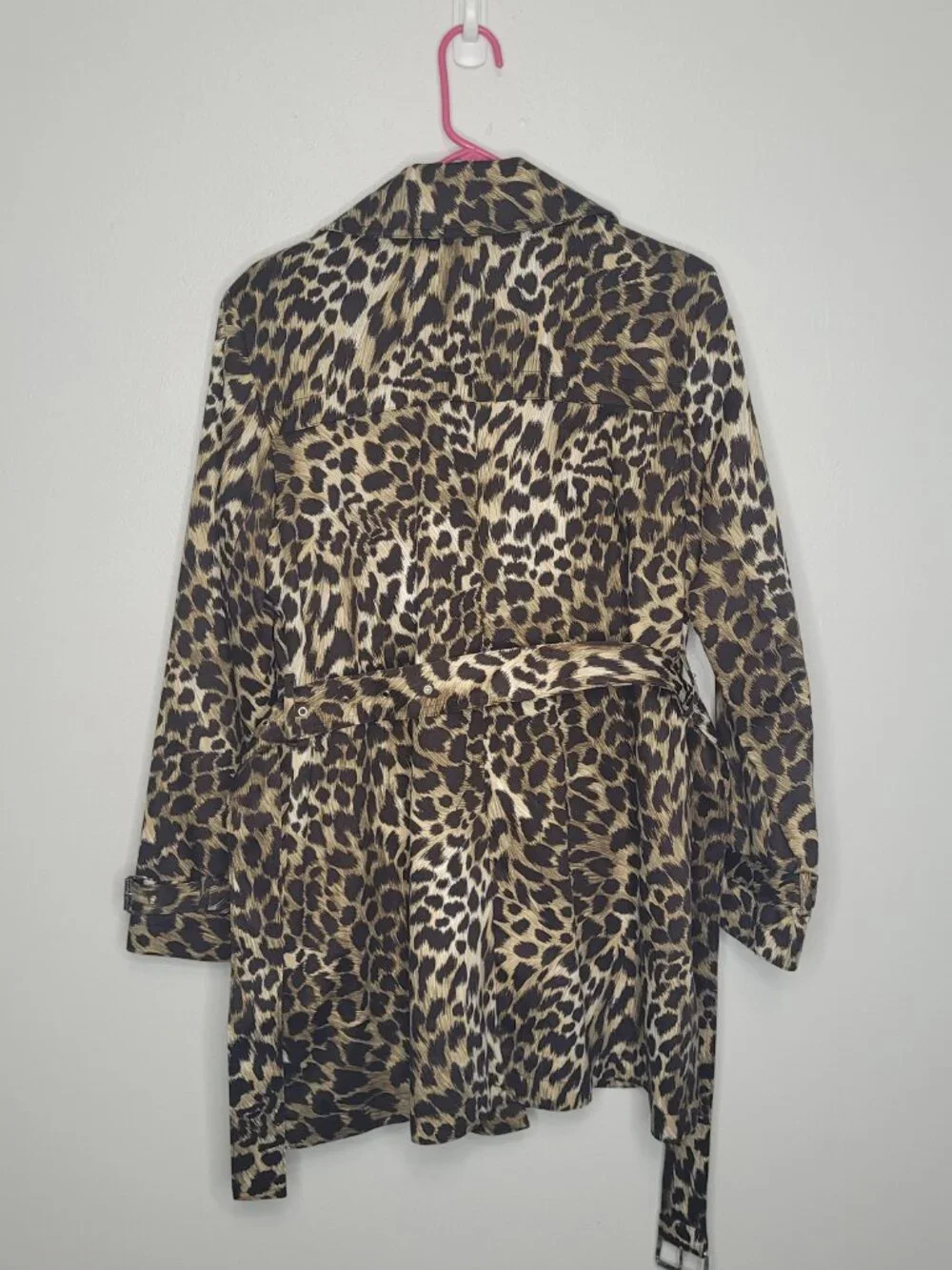 Michael Michael Kors cheetah animal print trench style lined coat size large